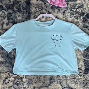 BLUE cropped rain cloud shirt!!